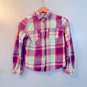 Girls Mossimo Plaid Pink Shirt - Size Small